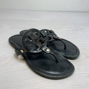 Tory Burch Womens Size 7M Miller Thong Sandal Black Leather